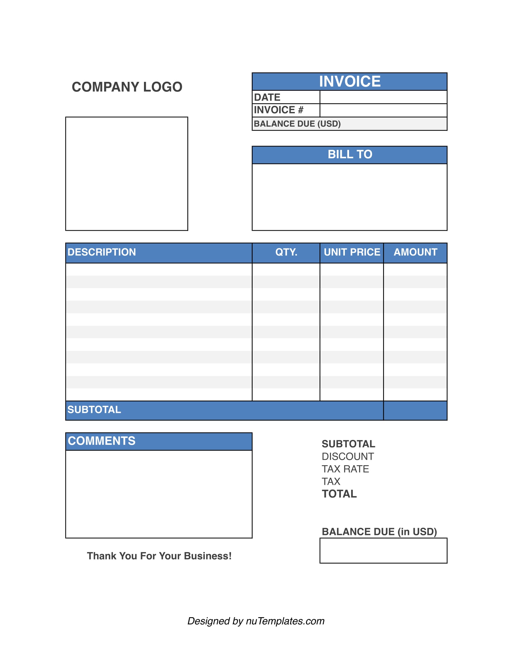 Free Printable Invoice Template Microsoft Word