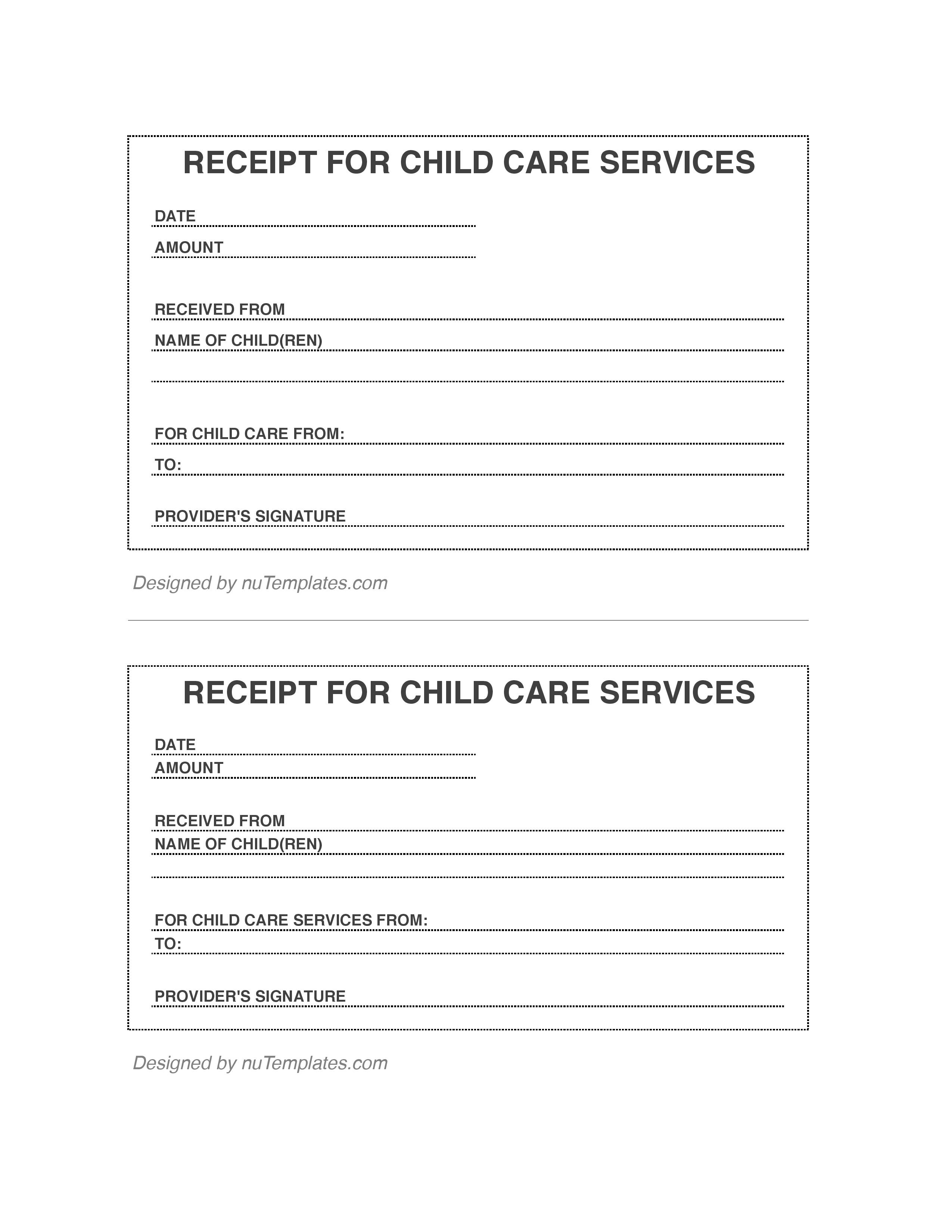 Daycare Receipt Template Daycare Receipts nuTemplates
