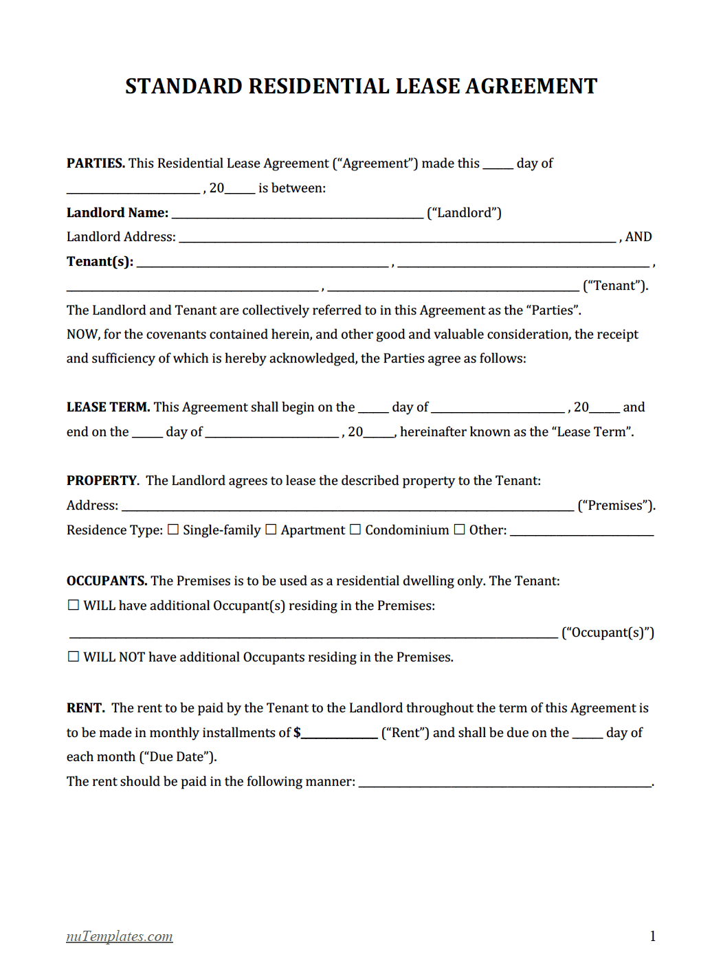 Zillow Lease Agreement Template