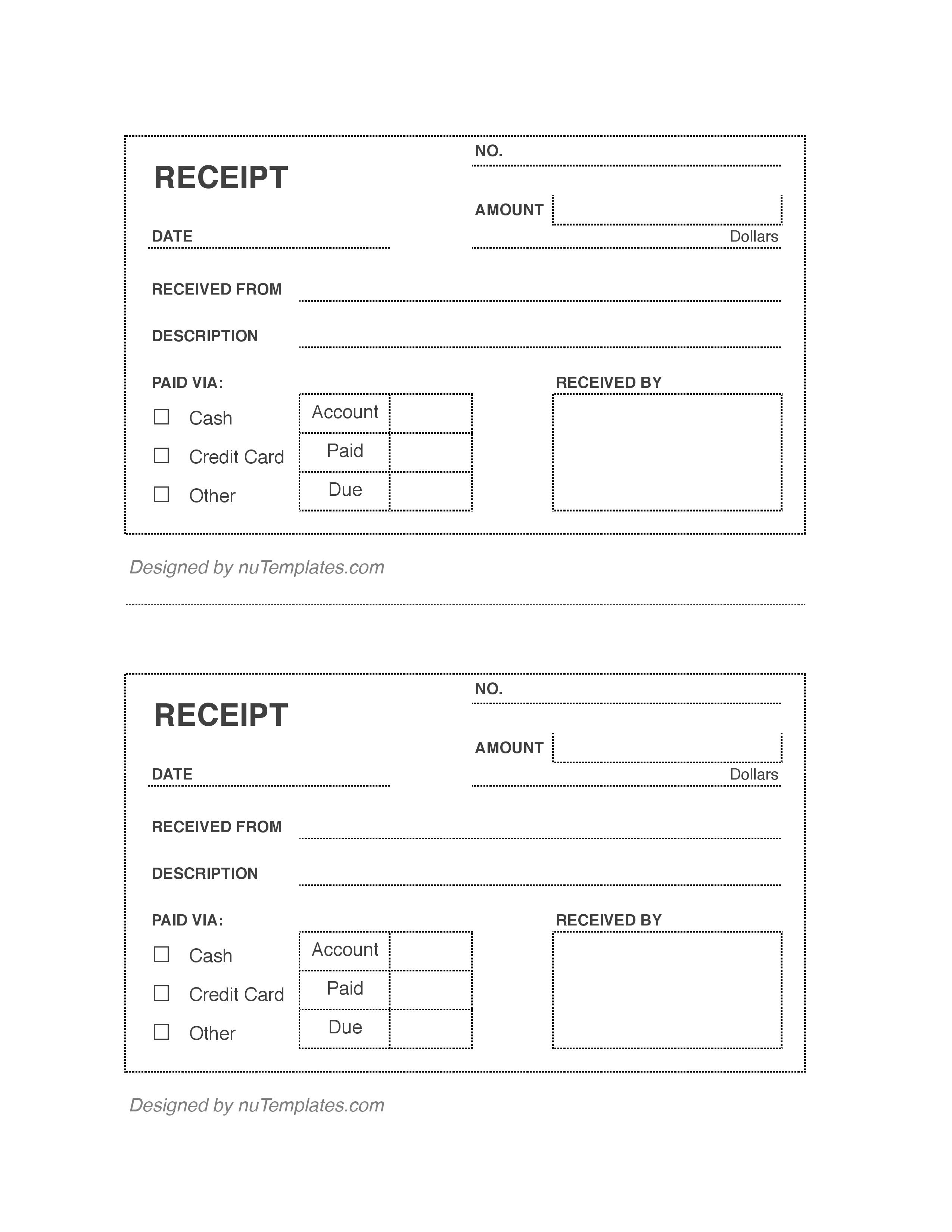 Blank Receipt Template - Blank Receipts | nuTemplates