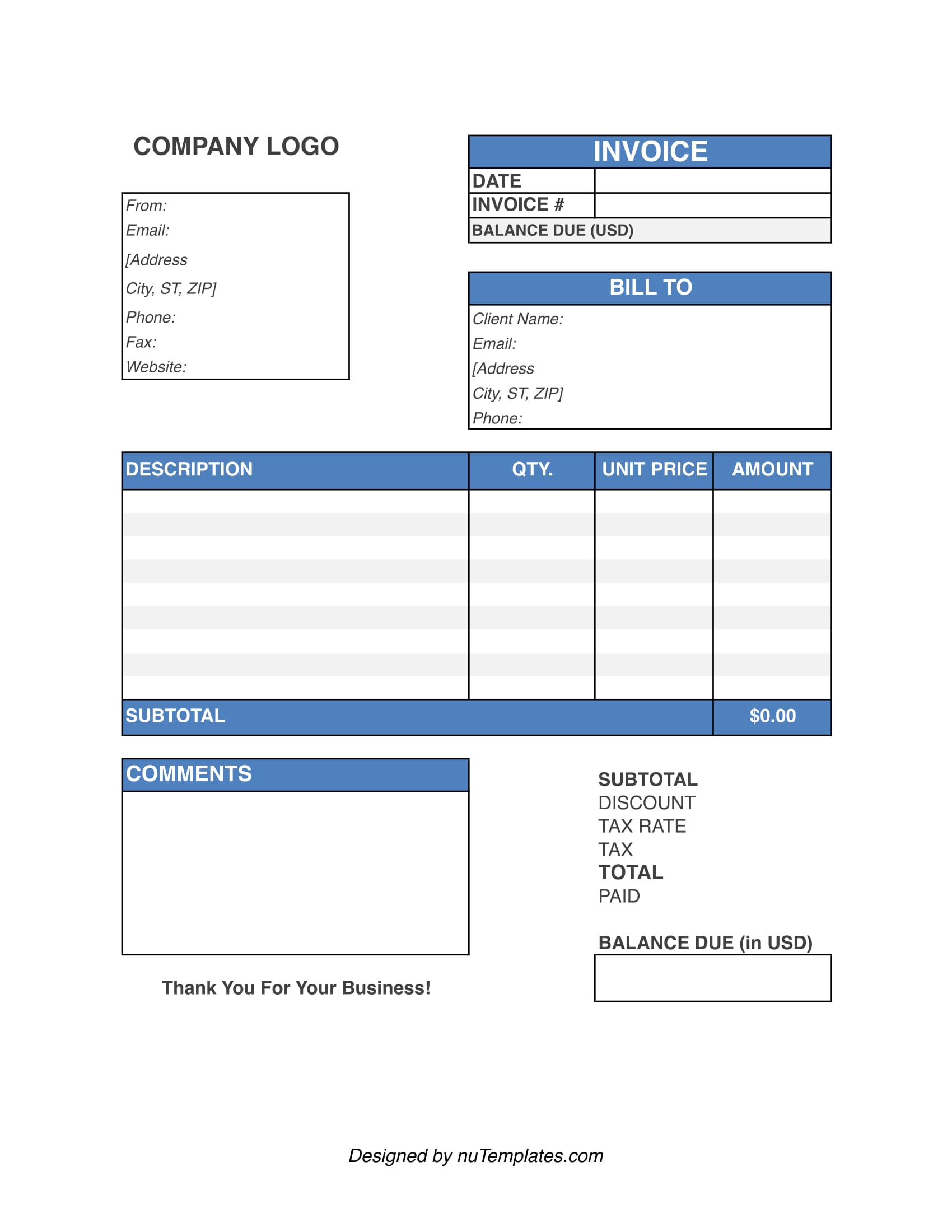 Simple Cleaning Service Invoice Example