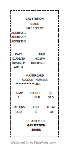 Fuel Receipt Template