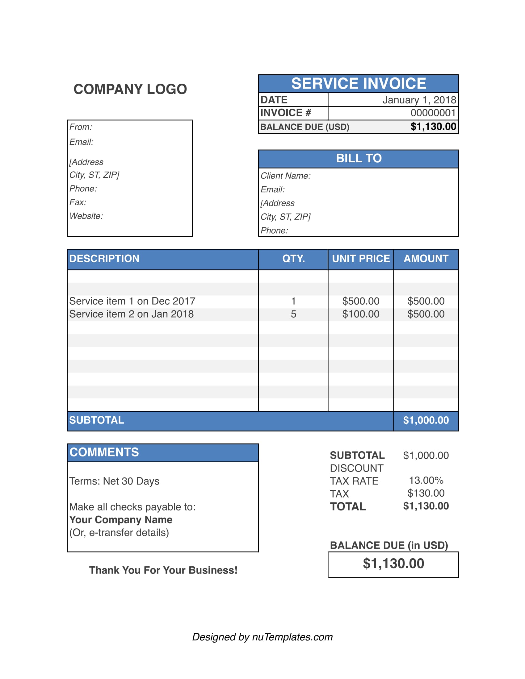 HVAC Invoice Template - HVAC Invoices  nuTemplates Throughout Hvac Invoices Templates