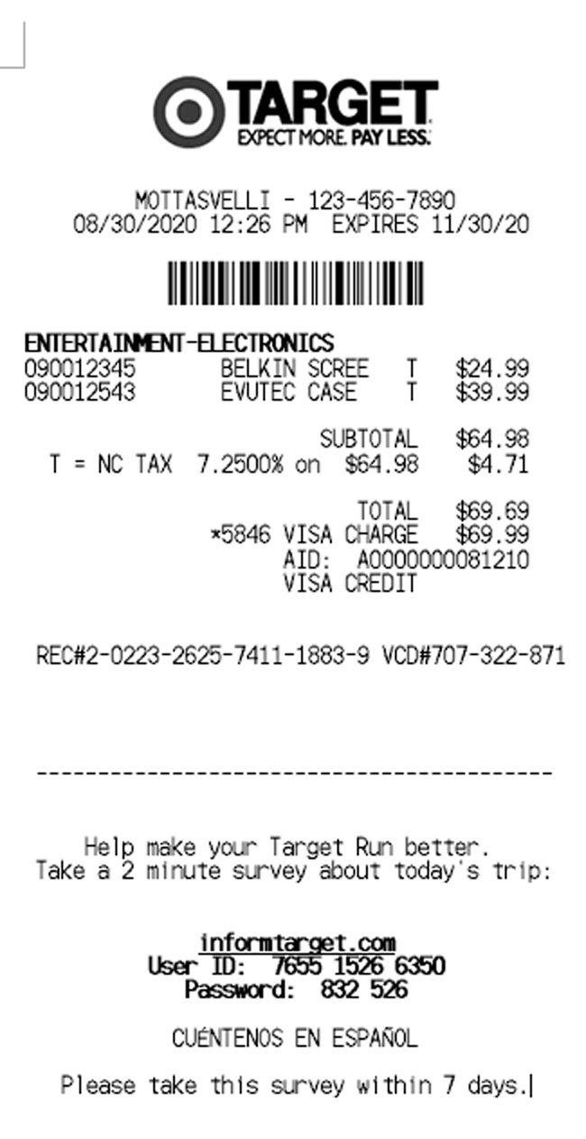 target-receipt-template