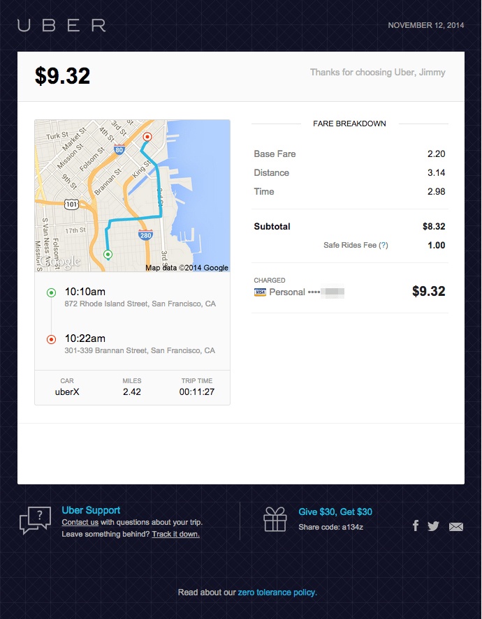 Fake Uber Receipt Generator & Free Template nuTemplates