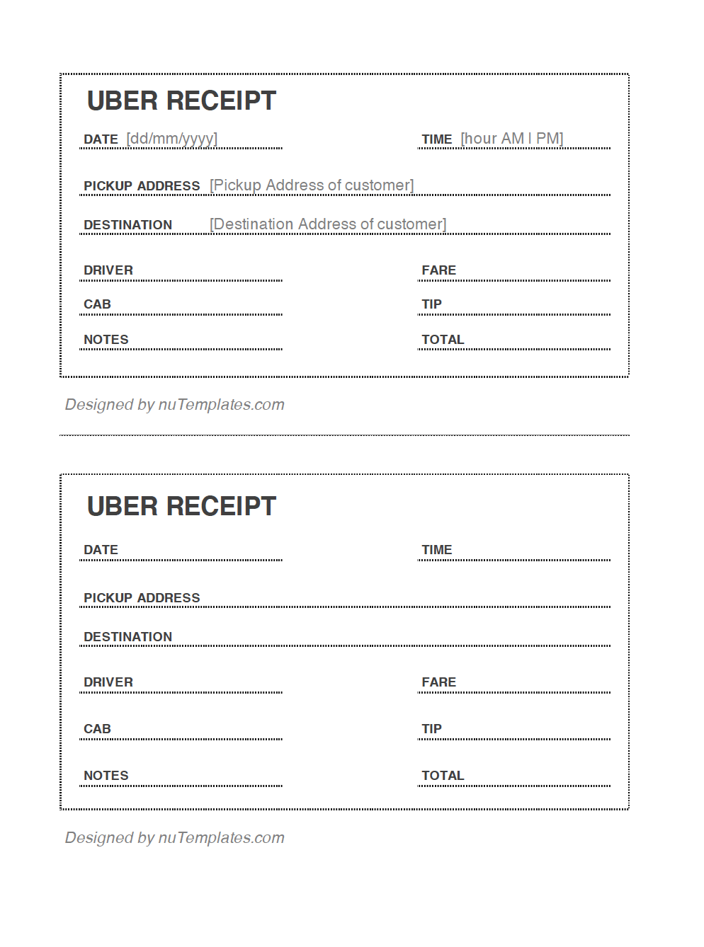 Uber Receipt Template